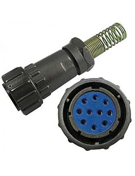FQ24-10PIN TK-12, кабельная розетка, 10 контактов, пружиный хвостовик под кабель 12мм