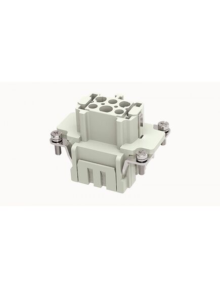 DE-006-FS, розеточная контактная вставка, пружинная фиксация, 6 полюсов + ре, size 6b, 500 v, 16 a, сечение обслуживаемых проводников 0.75-2.5 мм. кв., тип покрытия контактов: серебро, серия de