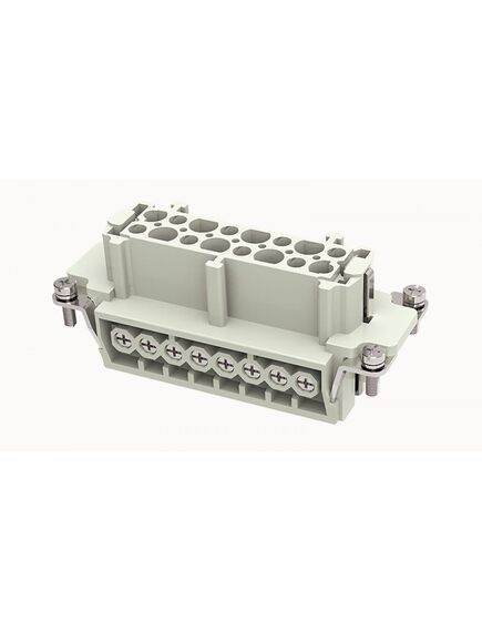 DE-016-F, розеточная контактная вставка, винтовая фиксация, 16 полюсов + ре, size 16b, 500 v, 16 a, сечение обслуживаемых проводников 0.75-2.5 мм. кв., тип покрытия контактов: серебро, серия de