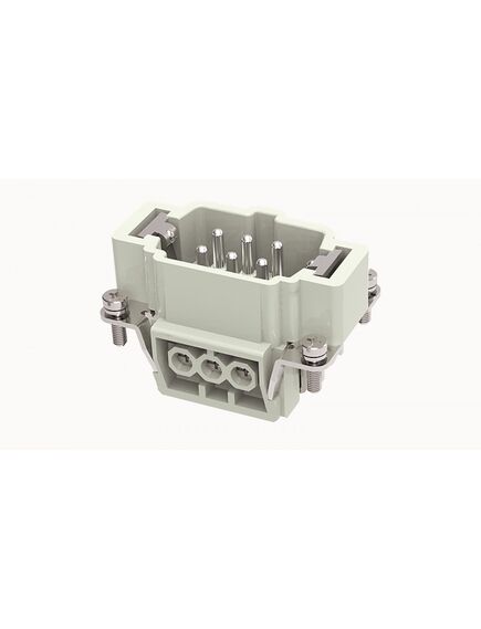 DE-006-M, вилочная контактная вставка, винтовая фиксация, 6 полюсов + ре, size 6b, 500 v, 16 a, сечение обслуживаемых проводников 0.75-2.5 мм. кв., тип покрытия контактов: серебро, серия de