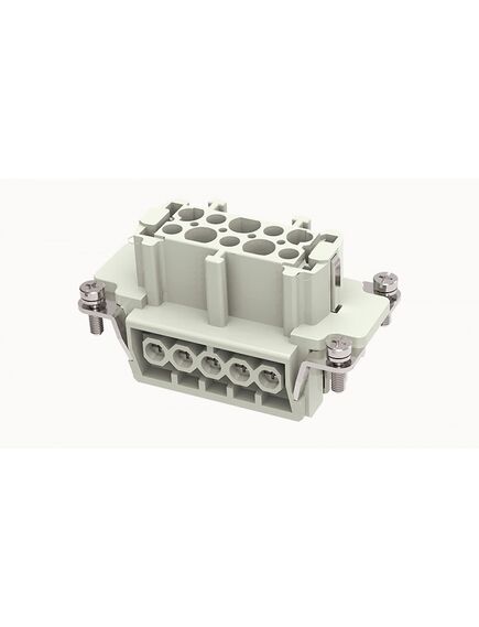 DE-010-F, розеточная контактная вставка, винтовая фиксация, 10 полюсов + ре, size 10b, 500 v, 16 a, сечение обслуживаемых проводников 0.75-2.5 мм. кв., тип покрытия контактов: серебро, серия de
