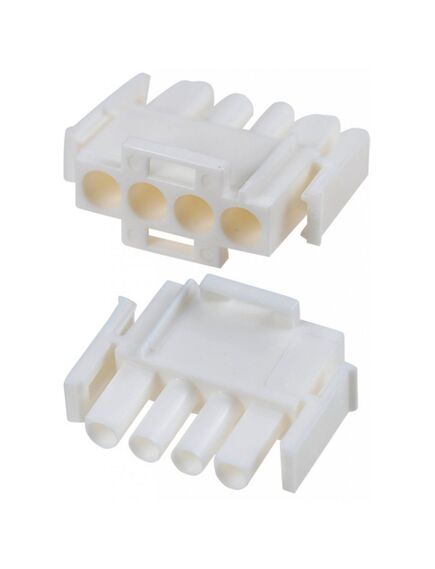350779-4, корпус разъема universal mate-n-lok, вилка 4pin, in-line (nylon, ul 94v-0) без контактов, шаг 6.35 мм