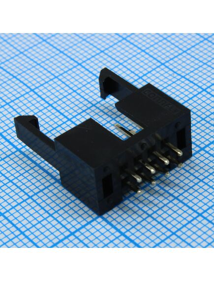 DS1013-01-08SSIB-B, idc разъем, вилка на плату прямая двухрядная 8pin(2x4)., шаг 2.54мм с фиксатором