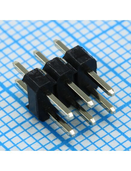 DS1021-2X3SF136-B, соединитель штыревой, вилка на плату двухрядная прямая 6pin(2x3), шаг 2.54мм
