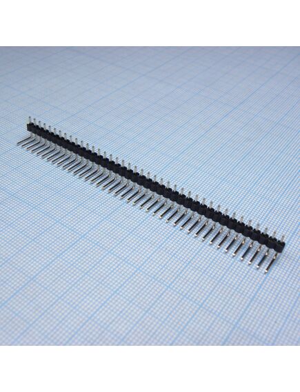 DS1022-1X40RUF11-B, соединитель штыревой, вилка на плату однорядная угловая, 40pin(1x40), шаг 2.54мм (a=3.00mm, b=6.00mm, c=6.00mm), тип - u