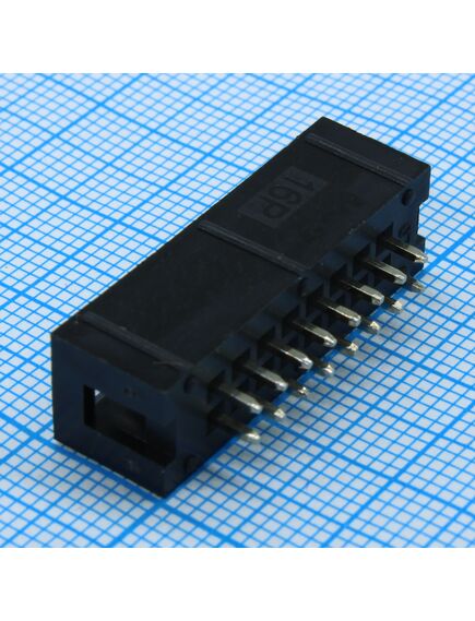 BH-16(IDC-16MS), idc разъем, вилка на плату прямая двухрядная 16pin(2x8)., шаг 2.54мм