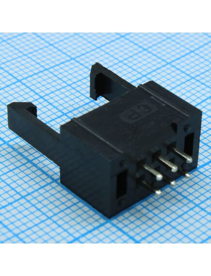 DS1013-01-06SSIB-B, idc разъем, вилка на плату прямая двухрядная 6pin(2x3), шаг 2.54мм с фиксатором