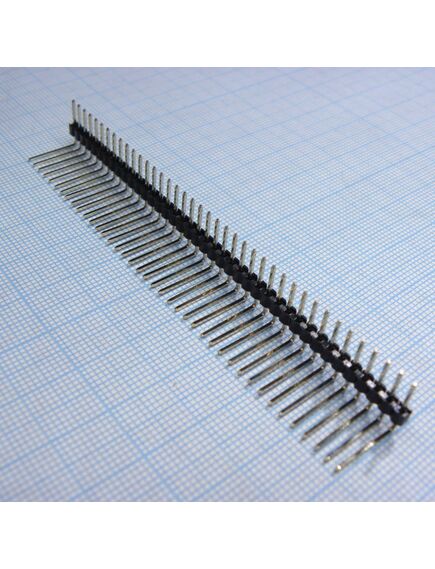 DS1022-1X40RUF13-B, соединитель штыревой, вилка на плату однорядная угловая, 40pin(1x40), шаг 2.54мм (a=6.00mm, b=11.40mm, c=5.64mm), тип - u