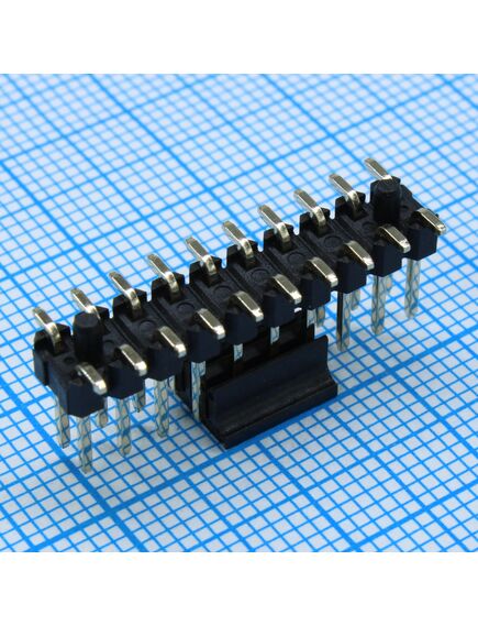 DS1022-06-2X10S81SR-B, соединитель штыревой, вилка на плату двухрядная прямая, поверхностный монтаж 2х10 контактов шаг 2.54мм