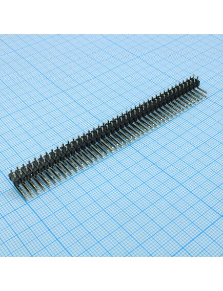 DS1022-2X40RF18-B, соединитель штыревой, вилка на плату двухрядная угловая 80pin(2x40), шаг 2.54мм (a=6.30mm, b=3.20mm, c=4.36mm)