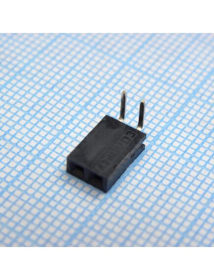 DS1024-1X2R2, гнездо на плату угловое 1x2 конт., шаг 2.54 мм., длина 8.5мм