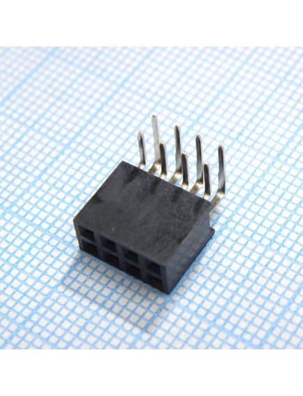 DS1024-2X4R2, гнездо на плату угловое 2x4 конт., шаг 2.54 мм., длина 8.5мм