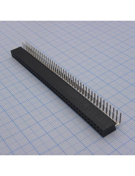 DS1024-2X40R2, гнездо на плату угловое 2x40 конт., шаг 2.54 мм., длина 8.5мм