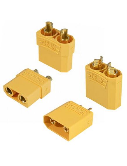 XT90 M+F, разъем силовой 2 контакта 50а 10-12awg комплект вилка+разетка