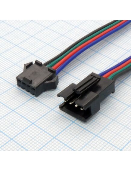 SM connector F/M 4P*150mm 22AWG, разъём (пара) 4 контакта + кабель / вилка+ розетка