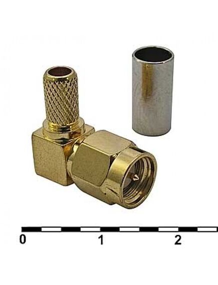 SMA-LC58P, разъем высокочастотный, штекер sma угловой обжим под кабель rg58
