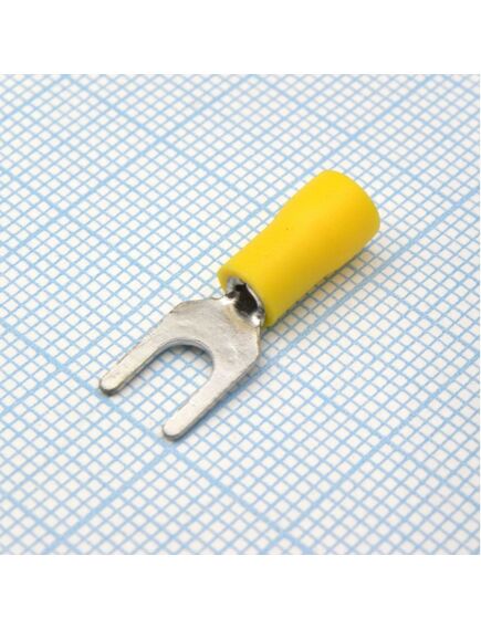 SV1.25-4L Yellow, наконечник кабельный вилочный с изоляцией d=4.3мм, сеч. пров.0.5-1.5мм2