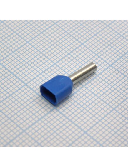 TE 1008 Blue, наконечник кабельный торцевой сдвоенный трубчатый с изоляцией, l=15.1/8мм, провод 2х1.0мм2
