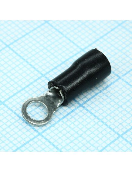 RV1.25-3.7S Black, наконечник кабельный кольцевой с изоляцией d=3.7мм, сеч. пров.0.5-1.5мм2