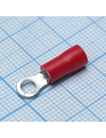 RV1.25-3.7S Red, наконечник кабельный кольцевой с изоляцией d=3.7мм, сеч. пров.0.5-1.5мм2
