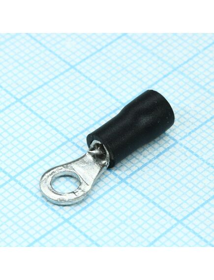 RV1.25-3.7M Black, наконечник кабельный кольцевой с изоляцией d=3.7мм, сеч. пров.0.5-1.5мм2