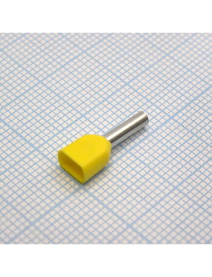 TE 1008 Yellow, наконечник кабельный торцевой сдвоенный трубчатый с изоляцией, l=15.1/8мм, провод 2х1.0мм2