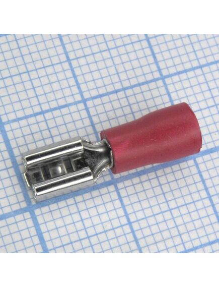 FDD2-187(8) Red, наконечник кабельный ножевой (гнездо) с изоляцией 0.8х4.75мм, сеч. пров. 1.5-2.5мм2