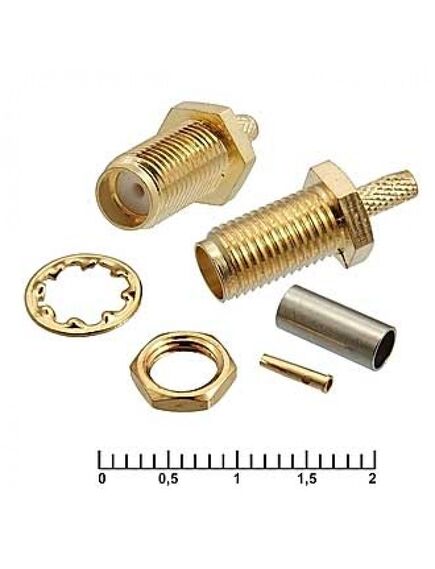 SMA-C316F, разъём высокочастотный, гнездо sma, крепление гайкой на панель и на кабель rg316