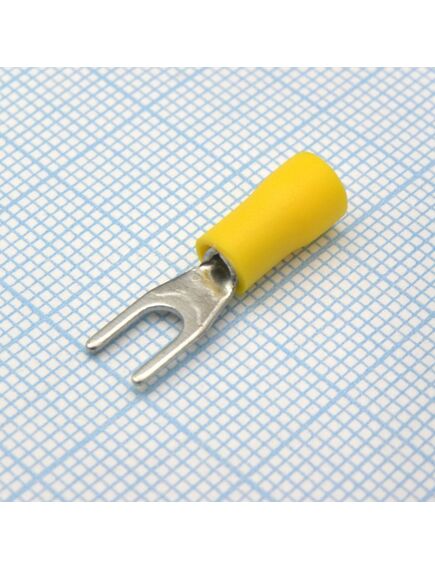 SV1.25-3.7L Yellow, наконечник кабельный вилочный с изоляцией d=3.7мм, сеч. пров.0.5-1.5мм2