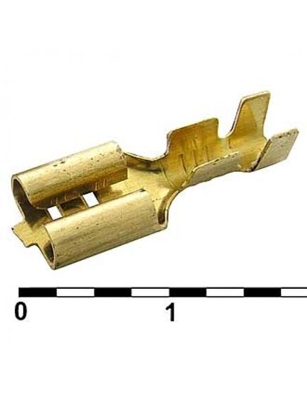 DJ622-D6.3B, кабельный наконечник неизолированный, гнездо ножевое 6.3мм для проводника сечением 1-1.5 мм2