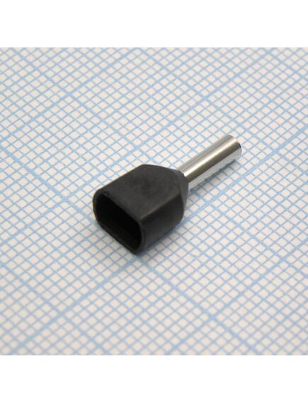 TE 1508 Black, наконечник кабельный торцевой сдвоенный трубчатый с изоляцией, l=15.5/8мм, провод 2х1.5мм2