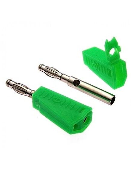 Z040 4MM STACKABLE PLUG GREEN, штекер z040 4 мм составной штекер, зеленый, под пайку
