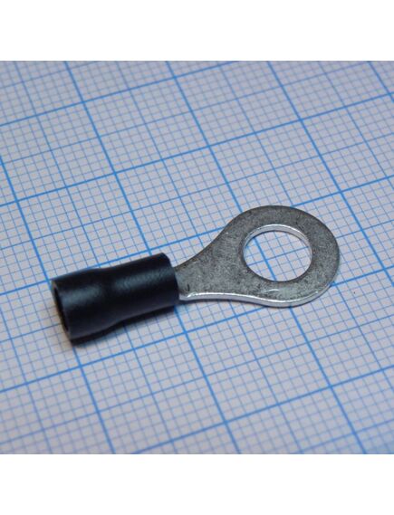 RV1.25-6 Black, наконечник кабельный кольцевой с изоляцией d=6.4мм, сеч. пров.0.5-1.5мм2