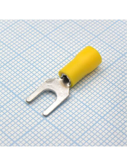 SV1.25-4L Yellow, наконечник кабельный вилочный с изоляцией d=4.3мм, сеч. пров.0.5-1.5мм2