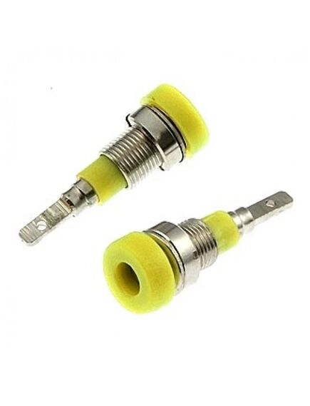 Z007 2MM PANEL JACK YELLOW, гнездо z007 2 мм на панель jack желтый, на панель под пайку