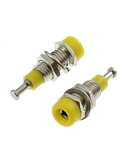 Z008 2MM PANEL JACK YELLOW, гнездо z008 2 мм на панель jack желтый, на панель под пайку