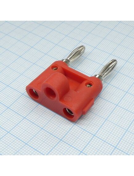 BP-217-R-EN-HT, штекер сдвоеннный / banana plug красный