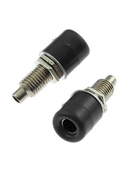 Z011 4MM PANEL JACK BLACK, гнездо z011 4 мм на панель jack черный, на панель под пайку