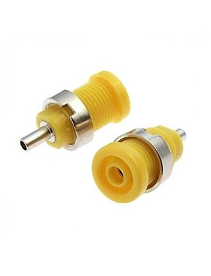 Z014 4MM PANEL JACK YELLOW, гнездо z014 4 мм на панель jack желтый, на панель под пайку