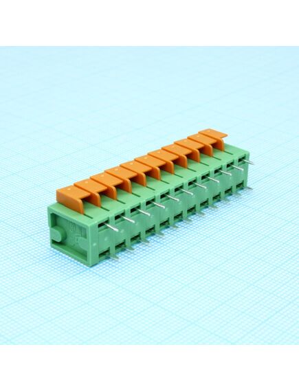 DG142V-5.08-11P-14-00A(H), нажимной безвинтовой клеммный блок на 11 контактов. зажим типа торцевой контакт. серия dg142r-5.08