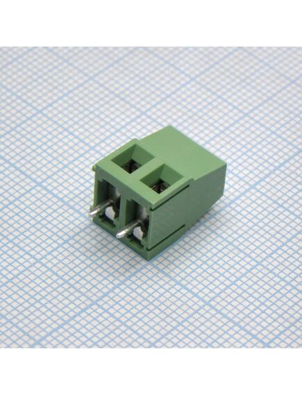 DG128-5.0-02P-14-00A(H), винтовой клеммный блок c рельефной обоймой, 2 контакта шаг 5.0мм зеленый