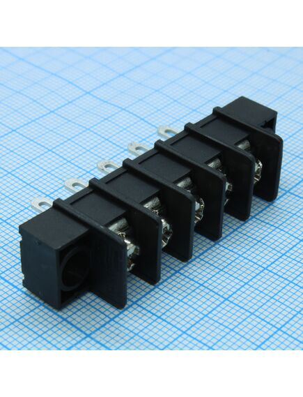 DT-25-A02W-05, одноуровневый баръерный клеммный блок для монтажа на панель. количество контактов: 5. выводы под пайку. материал: полиамид ра66, ul 94 v-0; т = -40...+105с; шаг: 7.62 мм, 300в, 15а, сечение 0,5 ~2,5 мм.кв