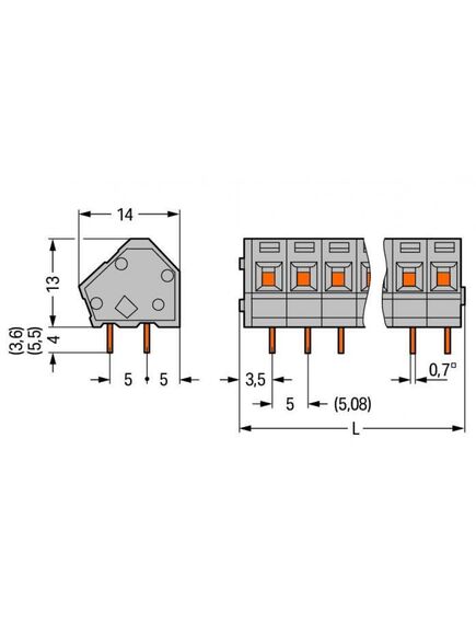 236-402, клеммная колодка типа провод к плате, 2 вывод(-ов), 28 awg, 12 awg, 2.5 мм2, зажим, изображение 2