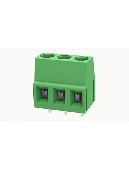 DG128-5.0-03P-14-00Z(H), клемма pcb, на плату, пайка, шаг 5,00 мм, 3 полюса, угол монтажа 90 гад., сечение проводников: 1-2.5 мм кв., винтовая фиксация провода, 300v, 20а, цвет: зеленый, серия dg128