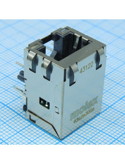 936263006, соединитель rj-45 розетка 8 контактов шаг 1.27мм угловой монтаж в отверстие 14 терминалов 1 порт лоток