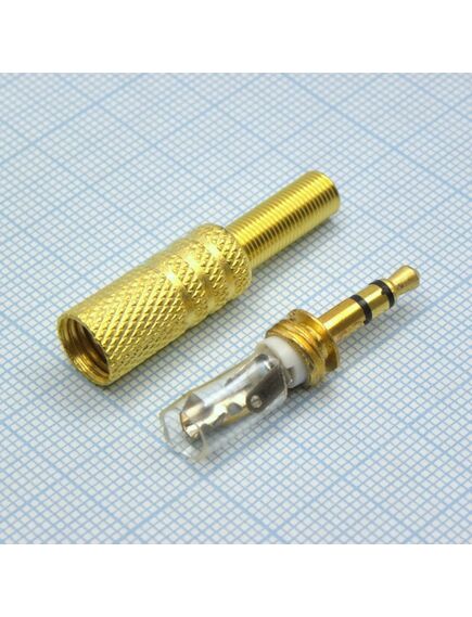 TRS 3.5 (mini plug) штекер металл gold, стерео аудио штекер 3.5 мм