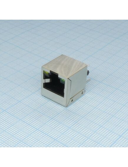 TRJE681BENL, разъем экран. "гнездо" rj-45, 2 светодиод. (зеленый/ желтый), без лепестк., вертик. на плату, -40...+85°с, h = 16.3 мм (аналог 1734577-1*), изображение 2