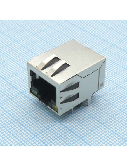 KLS12-TL058N-1x1-G/Y-03-S, розетка 8p8c (rj45) со светодиодами и трансформатором