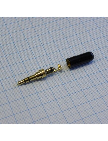 TRS 3.5Bk (mini plug) штекер металл мини, стерео аудио штекер 3.5мм, металлический черный миниатюрный кожух, изображение 2