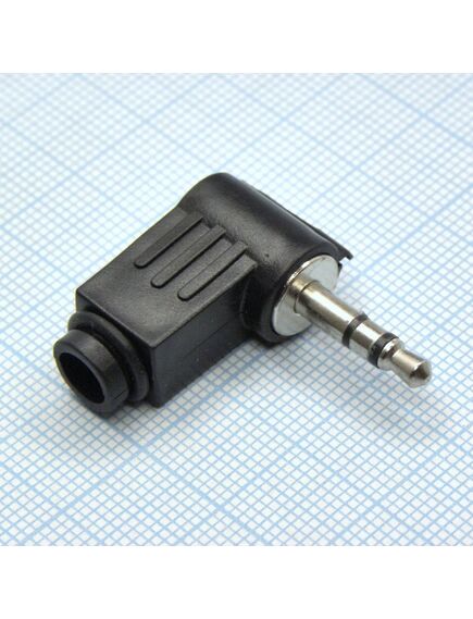 TRS 3.5 (mini plug) штекер угловой, стерео аудио штекер 3.5 мм угловой пластиковый кожух